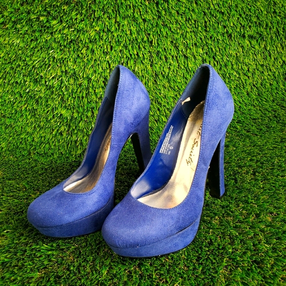 Blue Suede Heels (only worn once) - Picture 1 of 3